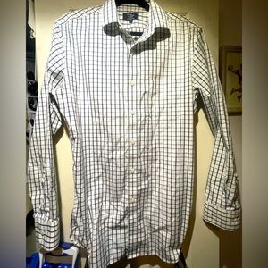 J.Crew 80’s 2-Ply White w Blue Plaid L/S Button Up Shirt Medium 15-15 1/2